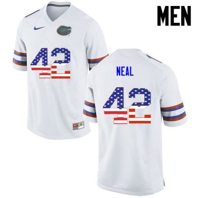 Men's Florida Gators #42 Keanu Neal NCAA Nike White USA Flag Fashion Authentic Stitched College Football Jersey BRF8862FV